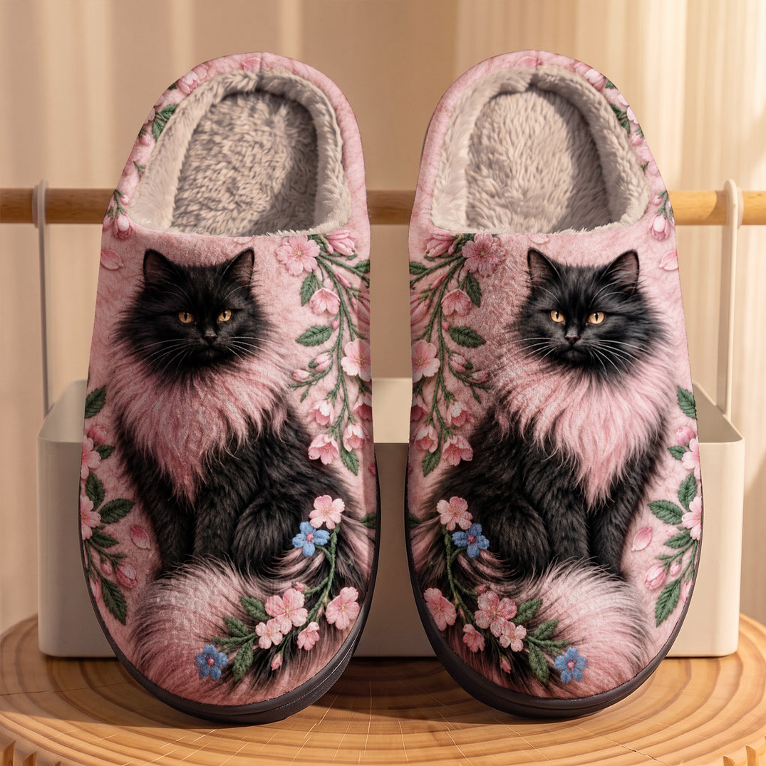 Cat Fleece Lined Slippers Pink Queen Comfort
