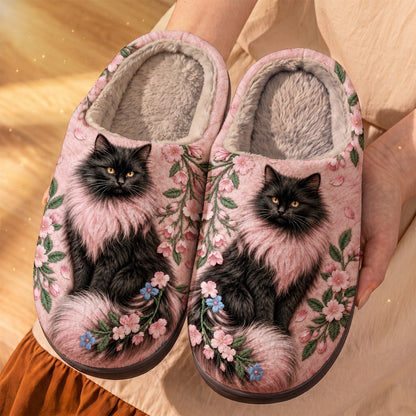 Cat Fleece Lined Slippers Pink Queen Comfort