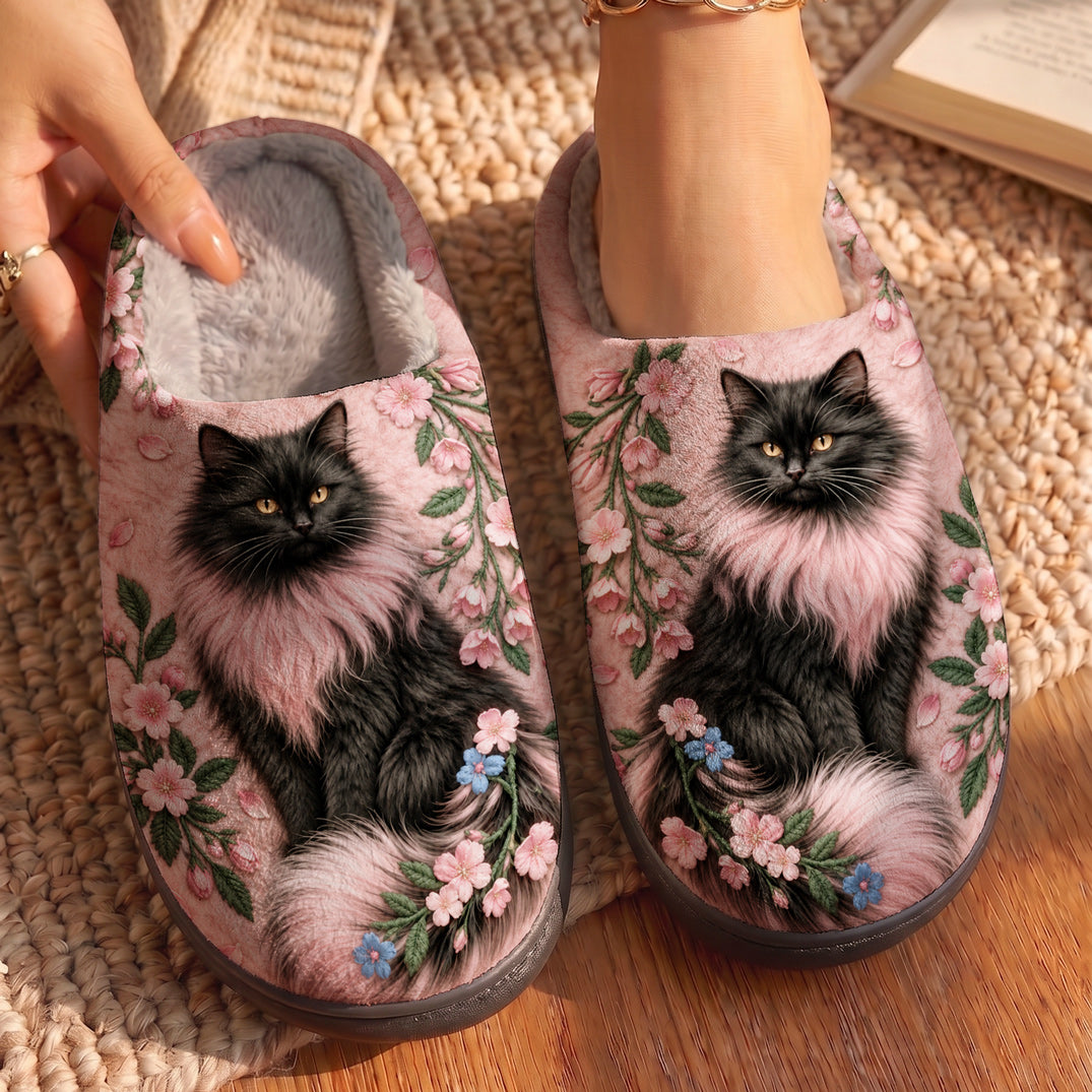Cat Fleece Lined Slippers Pink Queen Comfort