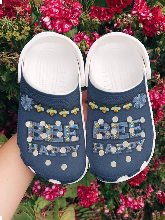 Bee Graphic Clogs Bee Happy