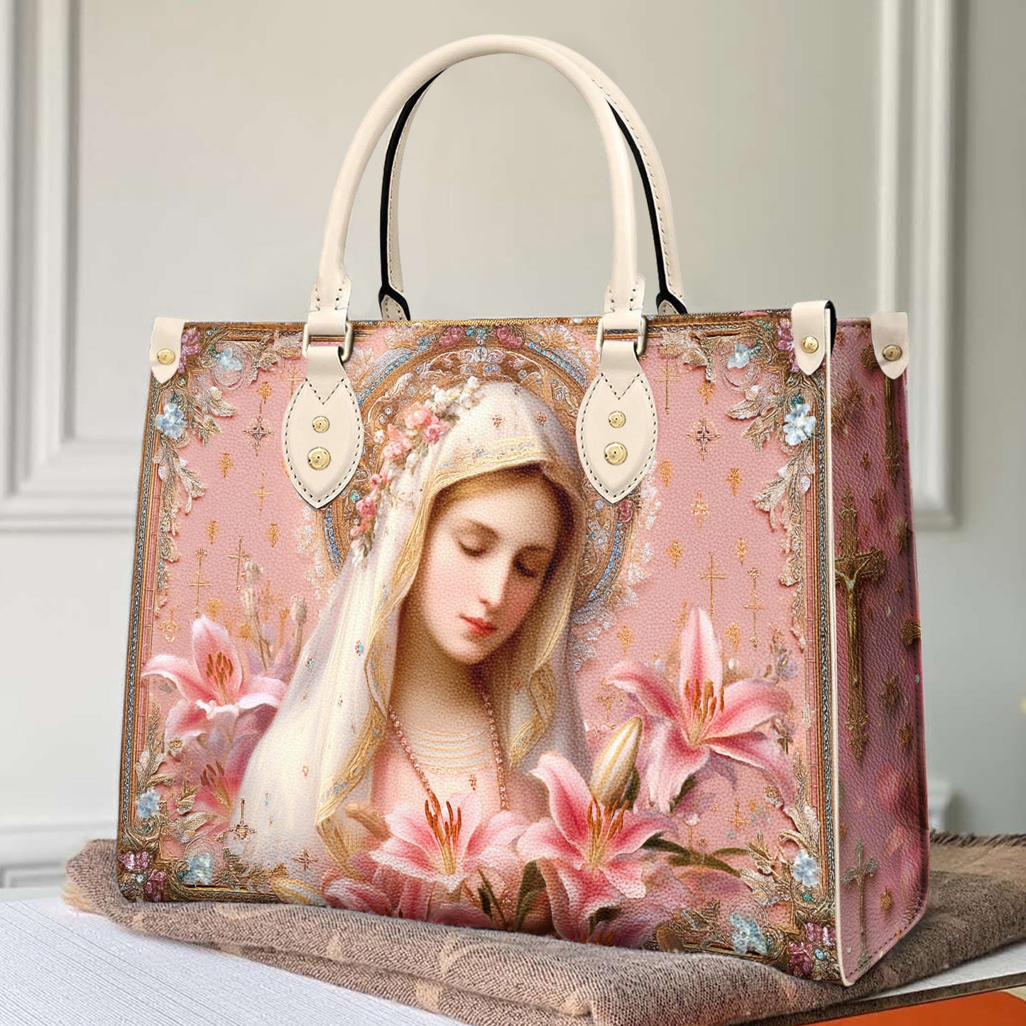 Christian Leather Handbag Blessed Mother