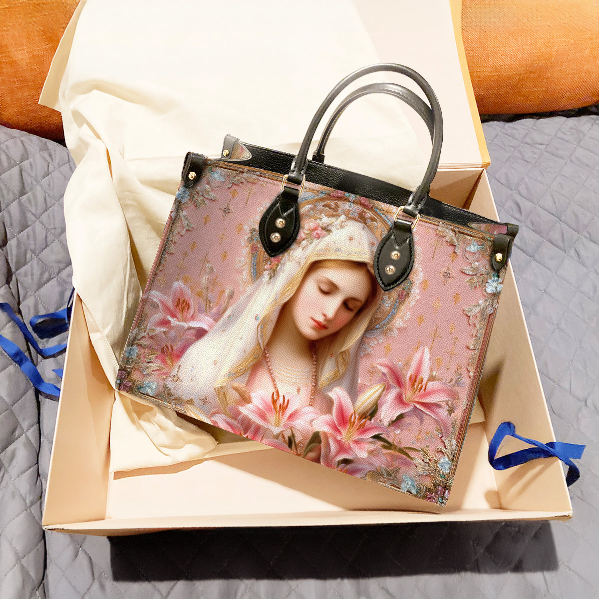 Christian Leather Handbag Blessed Mother