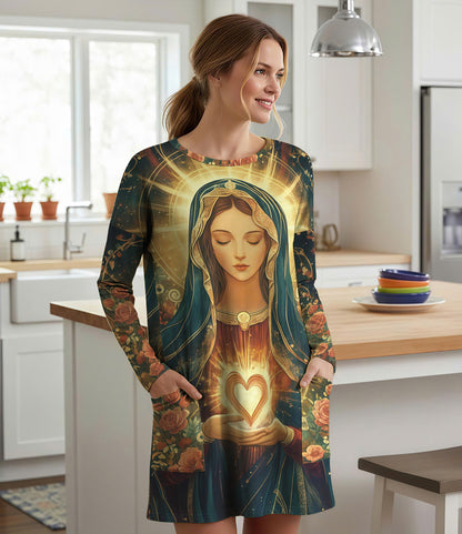 Virgin Mary Long Sleeve Tunic The Cosmic Rosary
