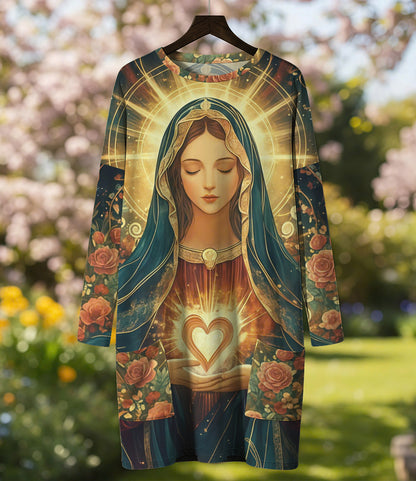 Virgin Mary Long Sleeve Tunic The Cosmic Rosary
