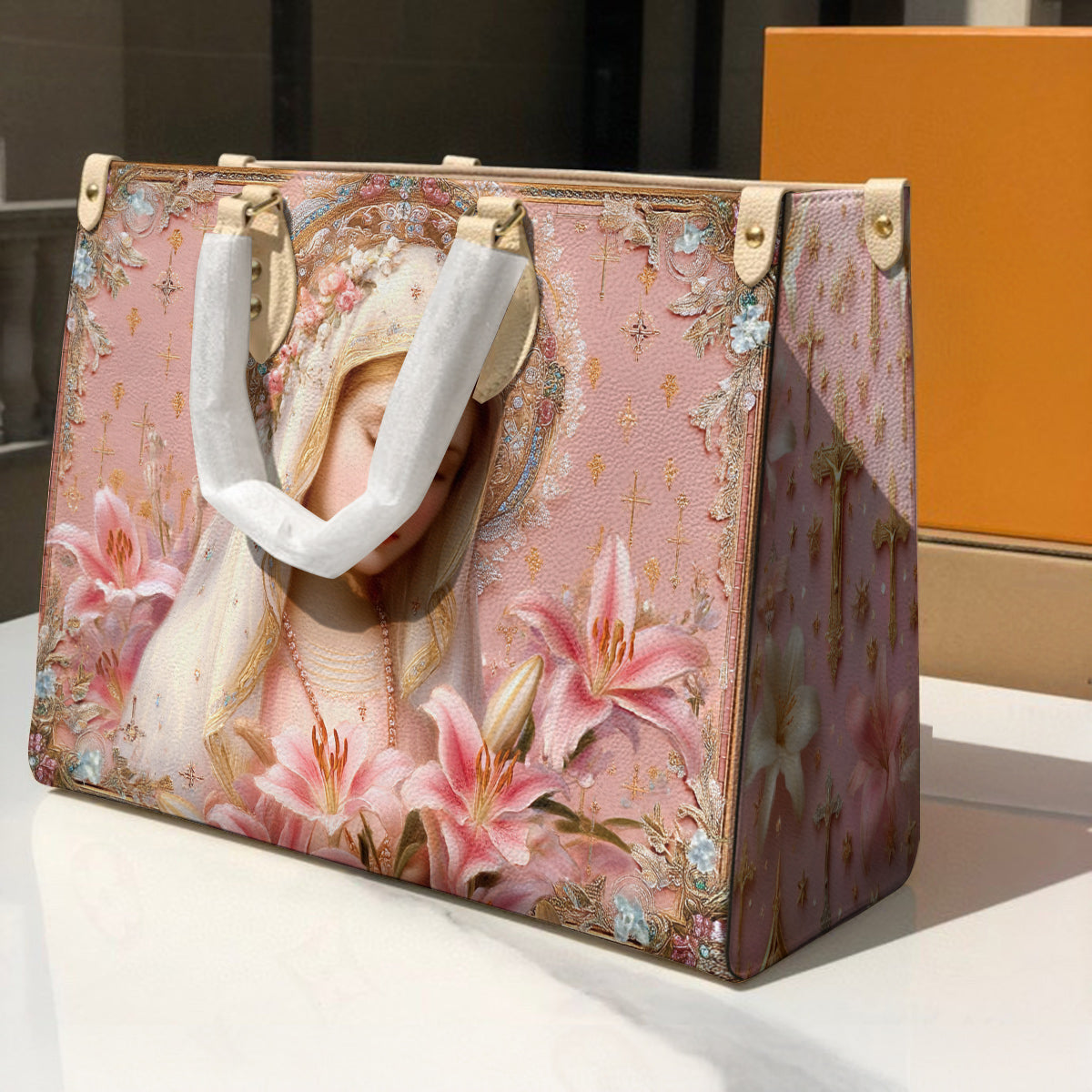 Christian Leather Handbag Blessed Mother