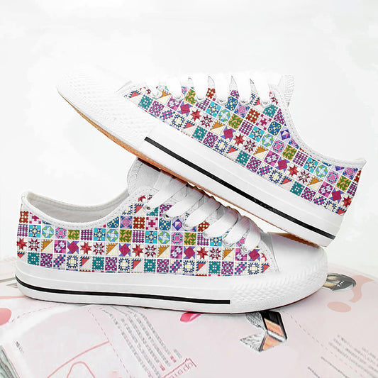 Sewing Lover Women's Low Top Shoes Block Party