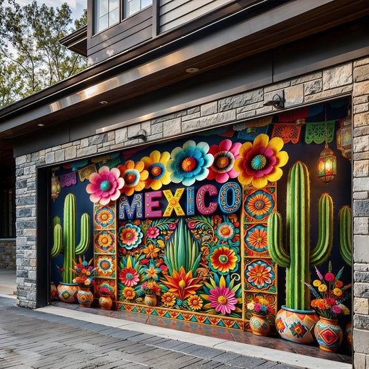 Cinco de Mayo Garage Door Banner Decoration - Mexico In Bloom