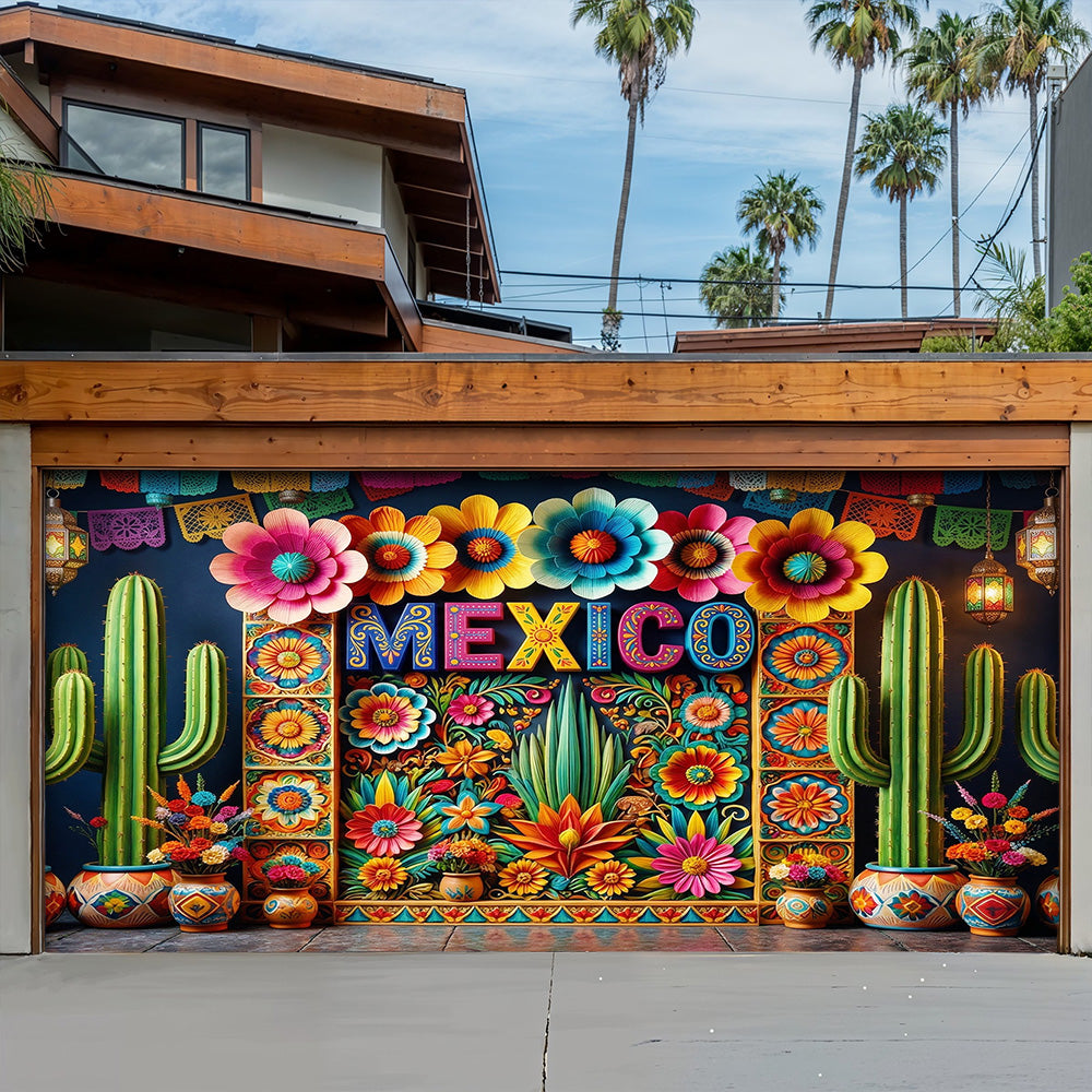 Cinco de Mayo Garage Door Banner Decoration - Mexico In Bloom