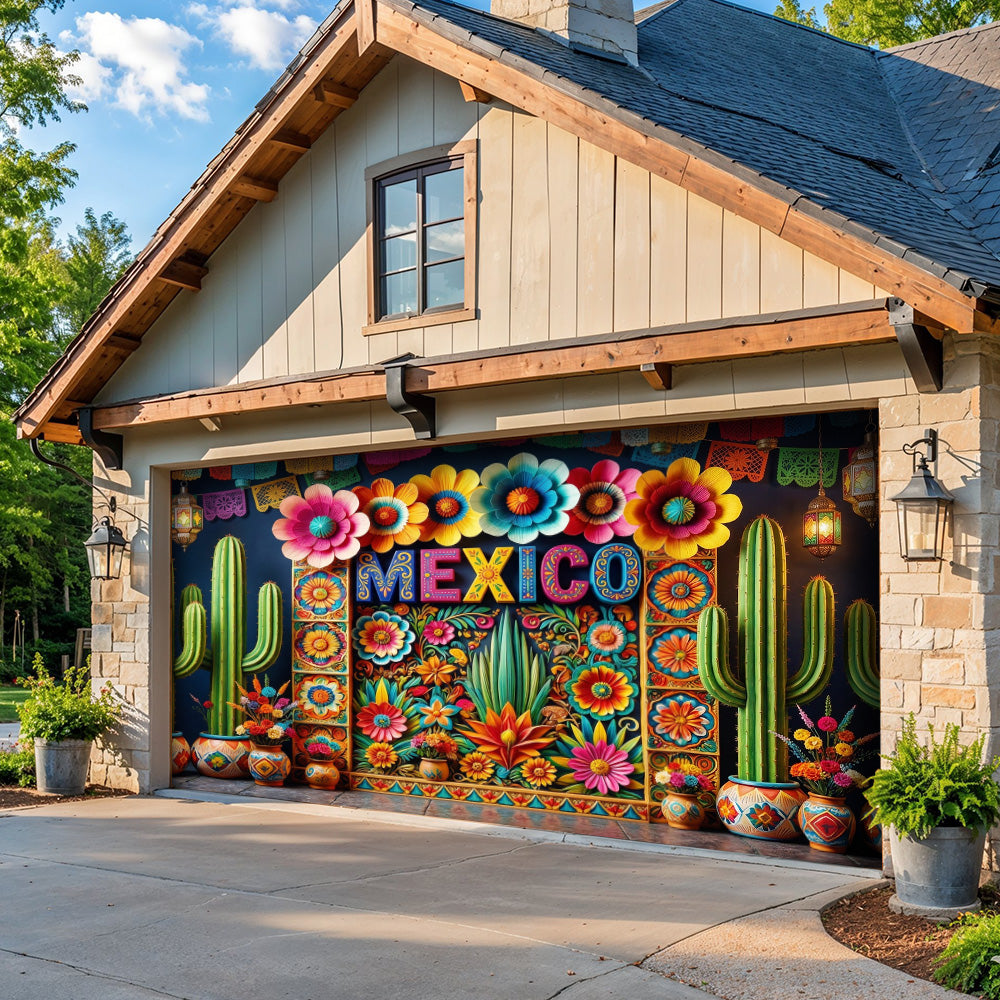 Cinco de Mayo Garage Door Banner Decoration - Mexico In Bloom