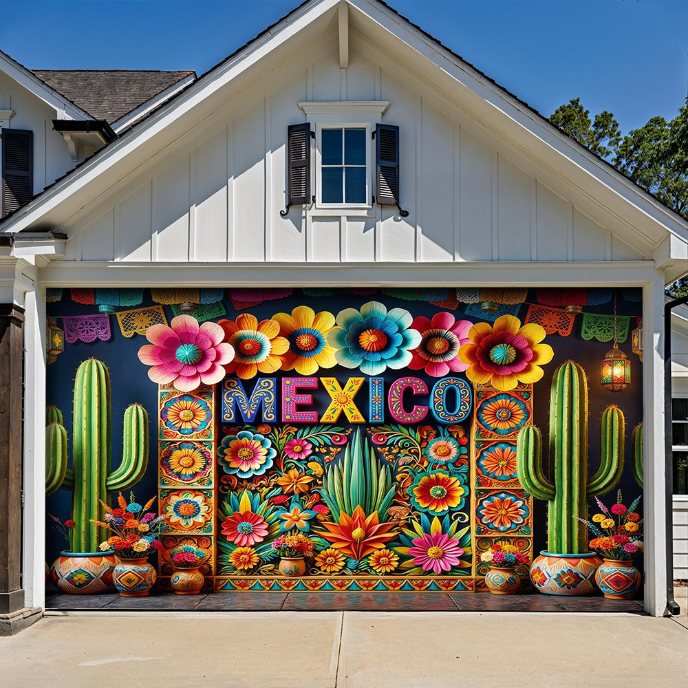 Cinco de Mayo Garage Door Banner Decoration - Mexico In Bloom