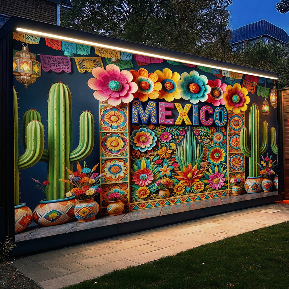 Cinco de Mayo Garage Door Banner Decoration - Mexico In Bloom
