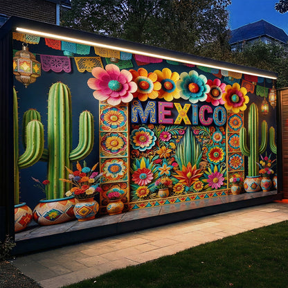 Cinco de Mayo Garage Door Banner Decoration - Mexico In Bloom