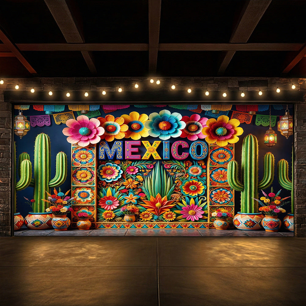 Cinco de Mayo Garage Door Banner Decoration - Mexico In Bloom