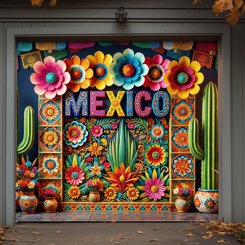 Cinco de Mayo Garage Door Banner Decoration - Mexico In Bloom