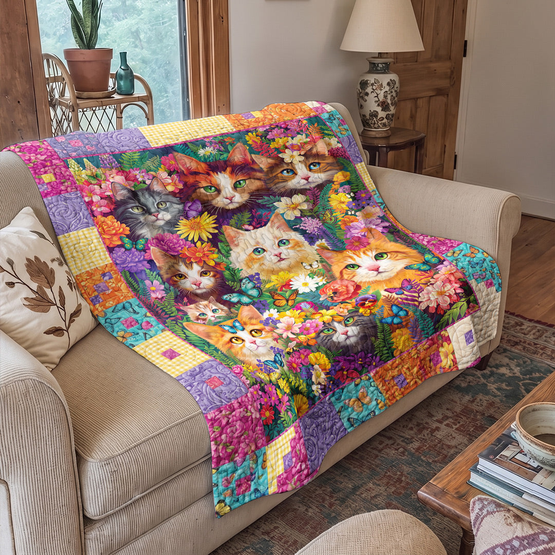 Cat Quilted Blanket The Garden Kitties