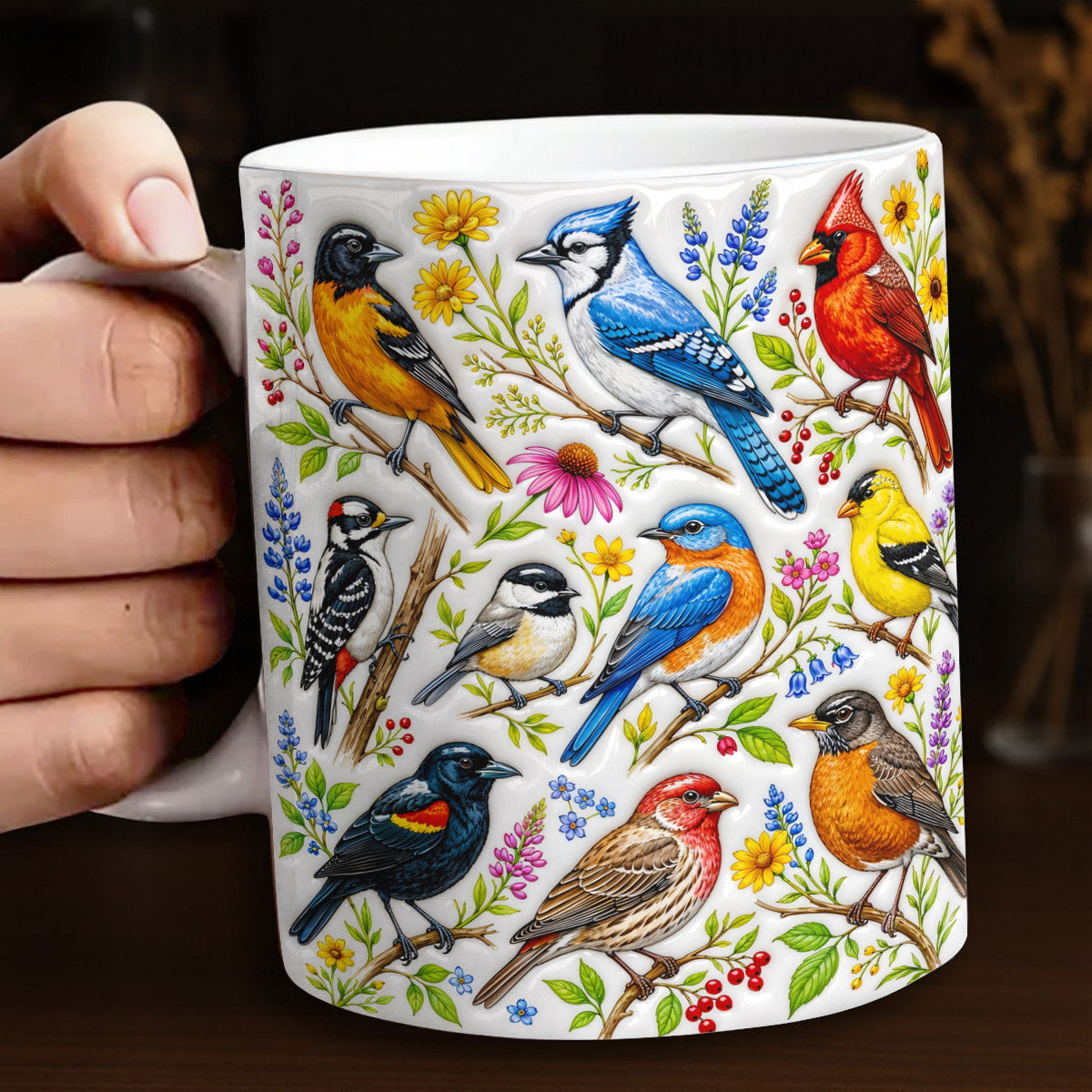 Bird Lover Ceramic Mug Blooming Bird Garden