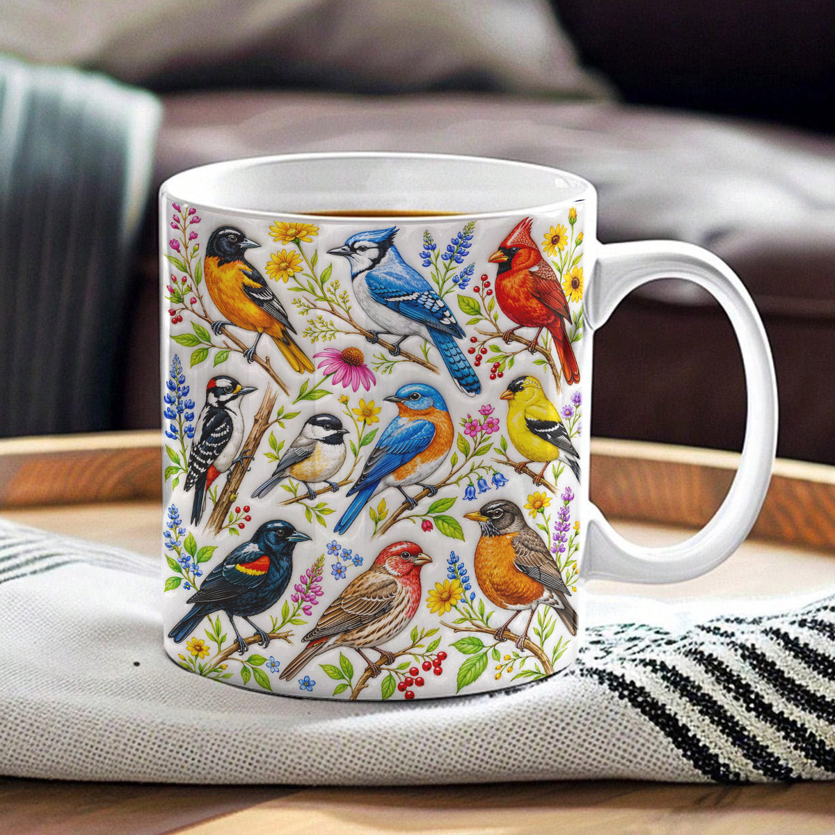 Bird Lover Ceramic Mug Blooming Bird Garden