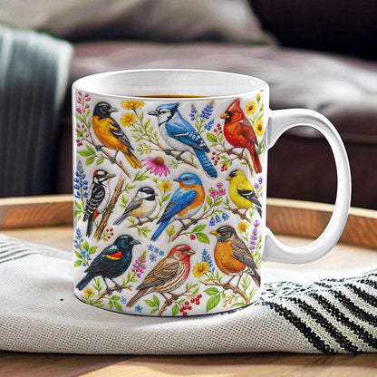 Bird Lover Ceramic Mug Blooming Bird Garden