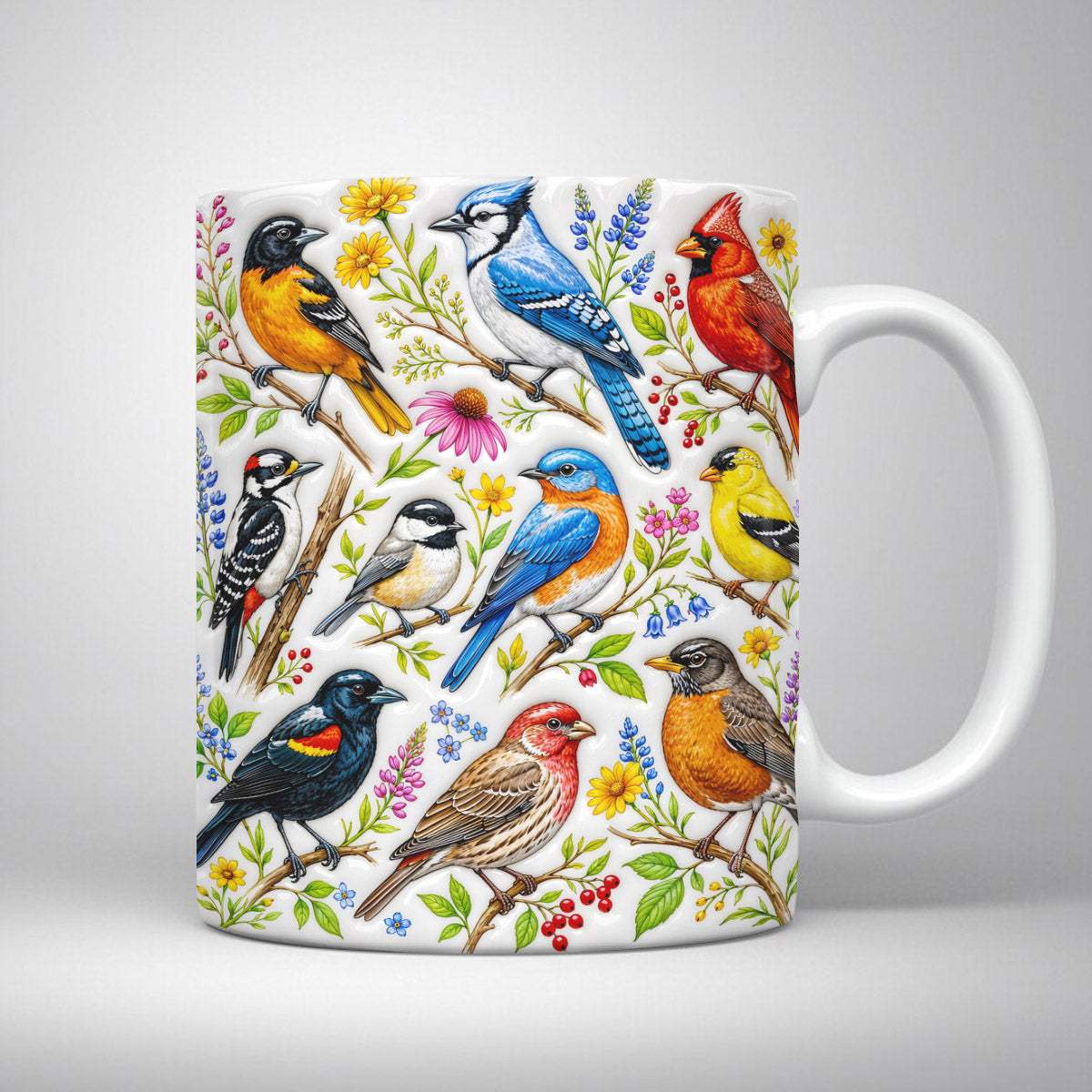 Bird Lover Ceramic Mug Blooming Bird Garden