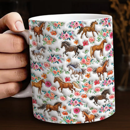 Horse Lover Ceramic Mug Blooming Horse Meadow