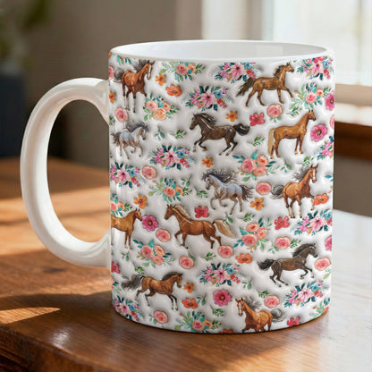 Horse Lover Ceramic Mug Blooming Horse Meadow