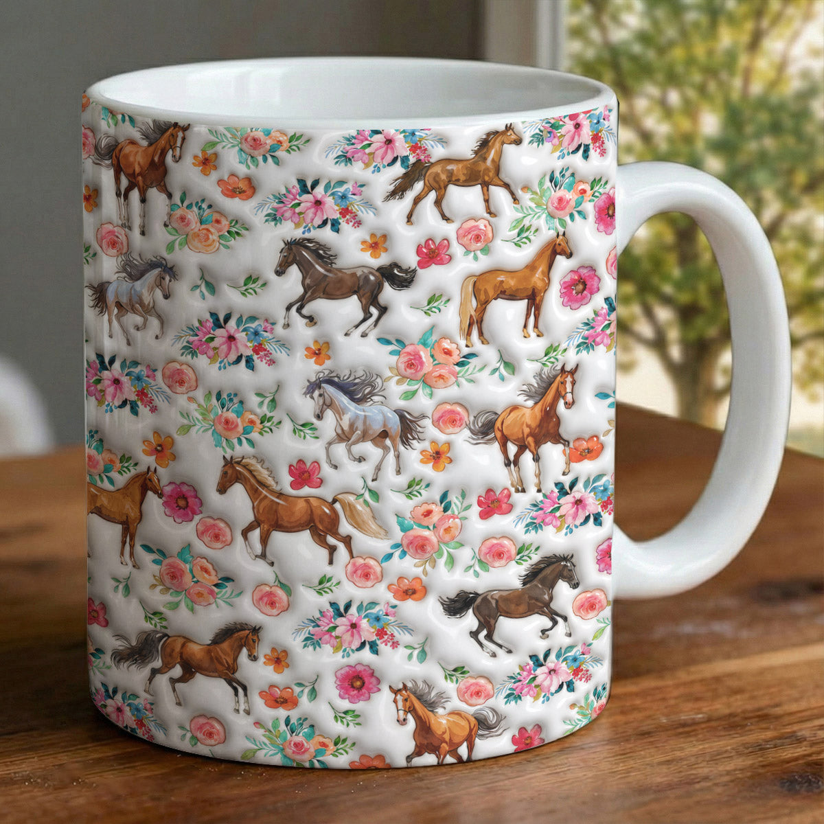 Horse Lover Ceramic Mug Blooming Horse Meadow