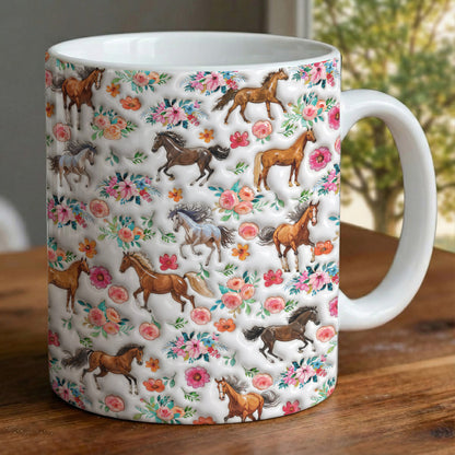 Horse Lover Ceramic Mug Blooming Horse Meadow