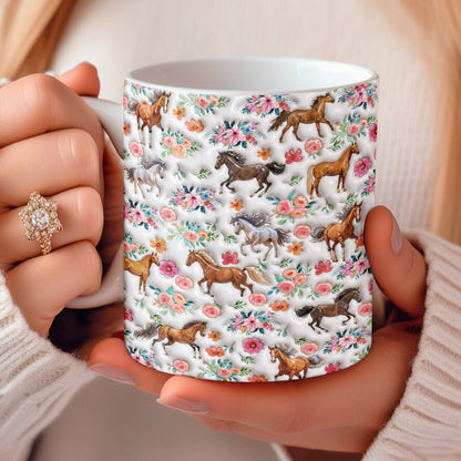 Horse Lover Ceramic Mug Blooming Horse Meadow