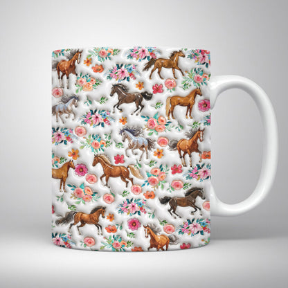 Horse Lover Ceramic Mug Blooming Horse Meadow
