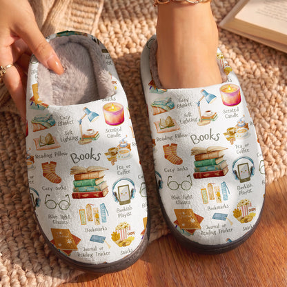 Book Lover Fleece Lined Slippers Bookworm Comfort