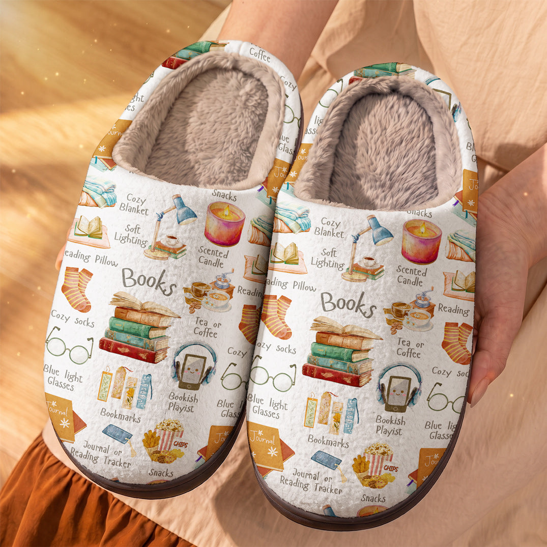 Book Lover Fleece Lined Slippers Bookworm Comfort