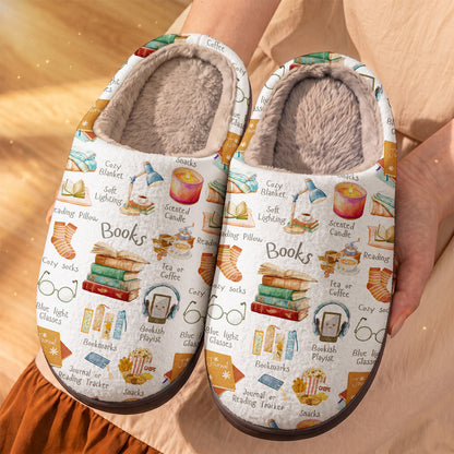 Book Lover Fleece Lined Slippers Bookworm Comfort