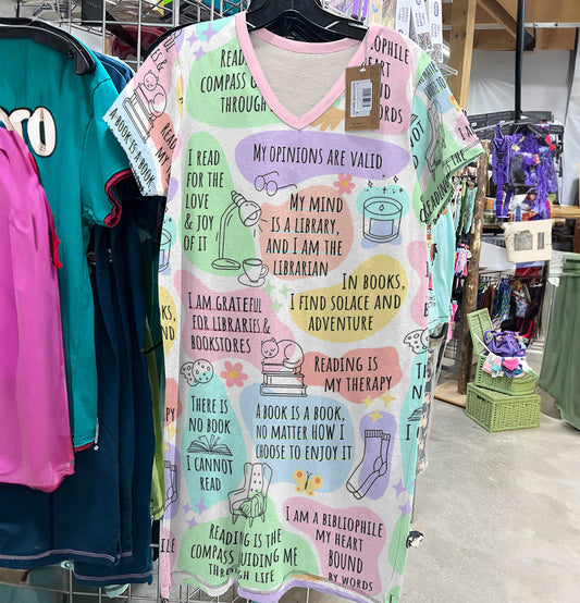 Book Lover V-neck Nightshirt Bookworm Daily Affirmations