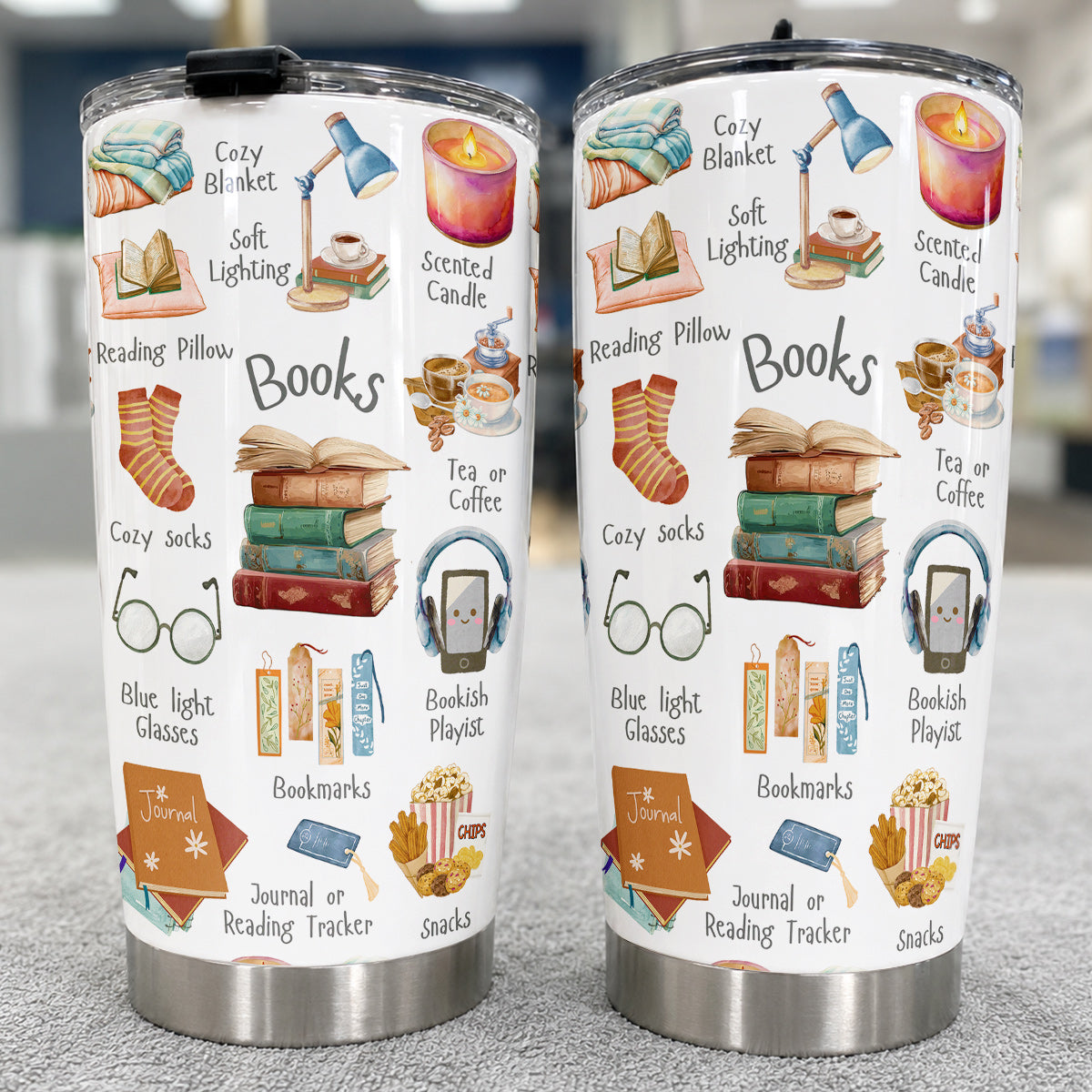 Book Lover 20 oz Tumbler Bookworm Self-care Kit