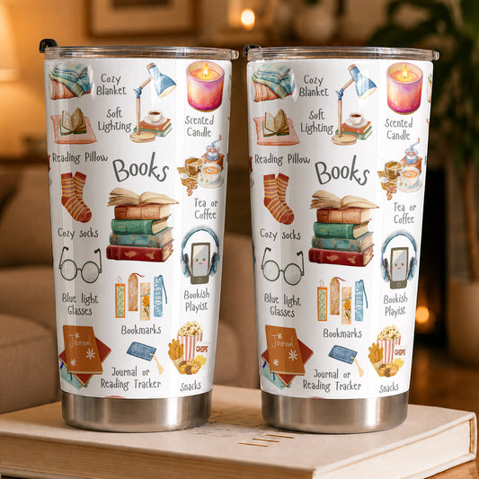 Book Lover 20 oz Tumbler Bookworm Self-care Kit