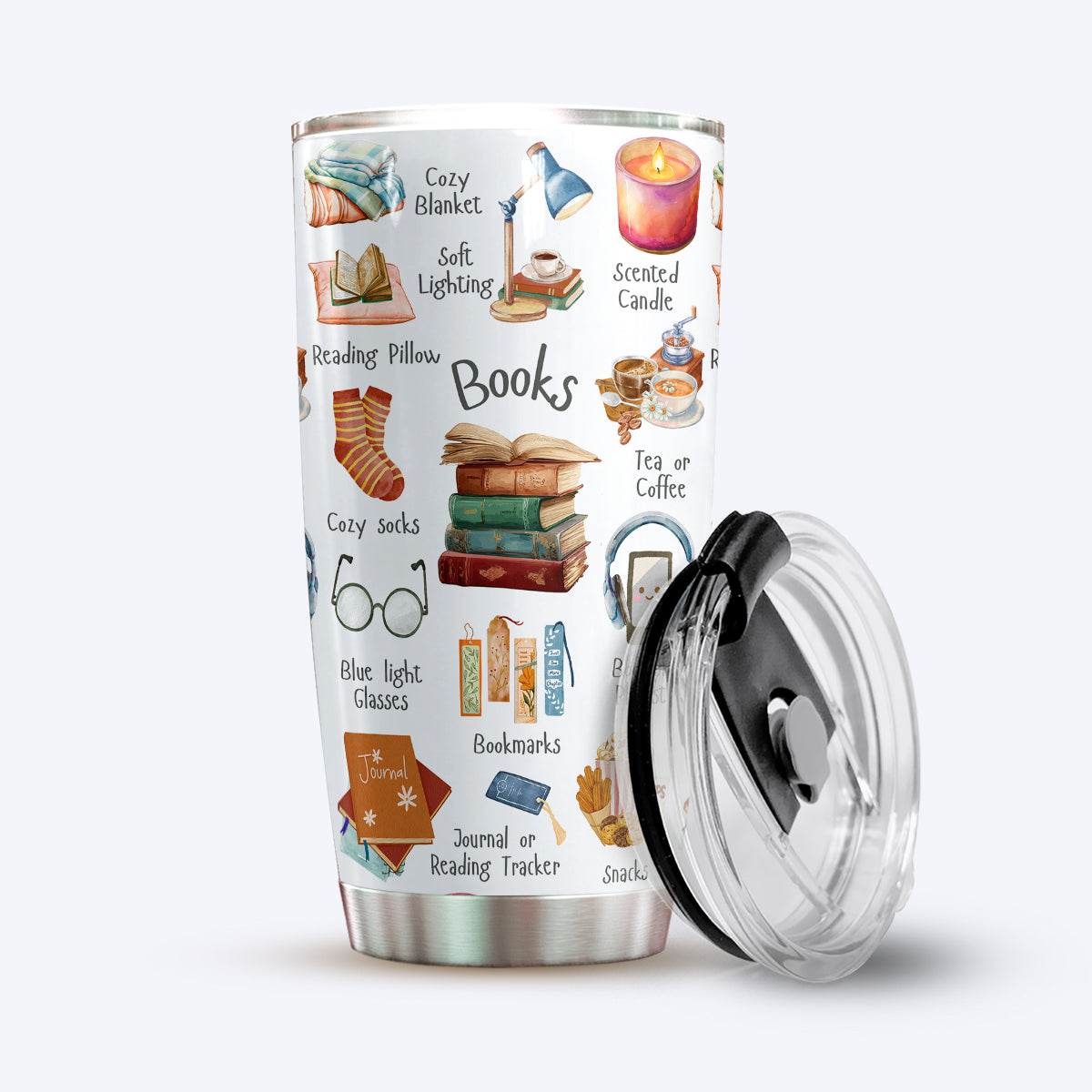 Book Lover 20 oz Tumbler Bookworm Self-care Kit
