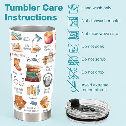 Book Lover 20 oz Tumbler Bookworm Self-care Kit