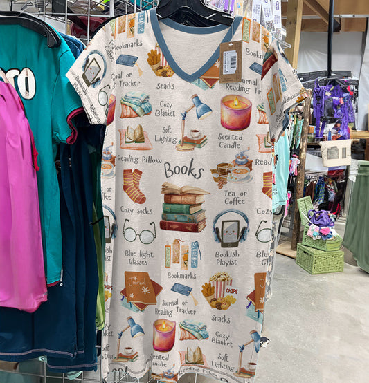 Book Lover V-neck Nightshirt A Bookworm's Belongings