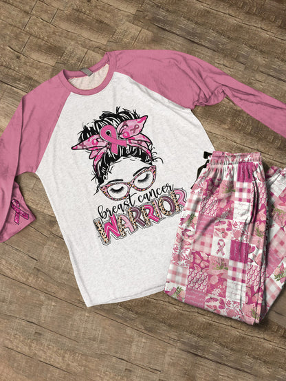 BCAM Raglan Lounge Pajamas Breast Cancer Warrior