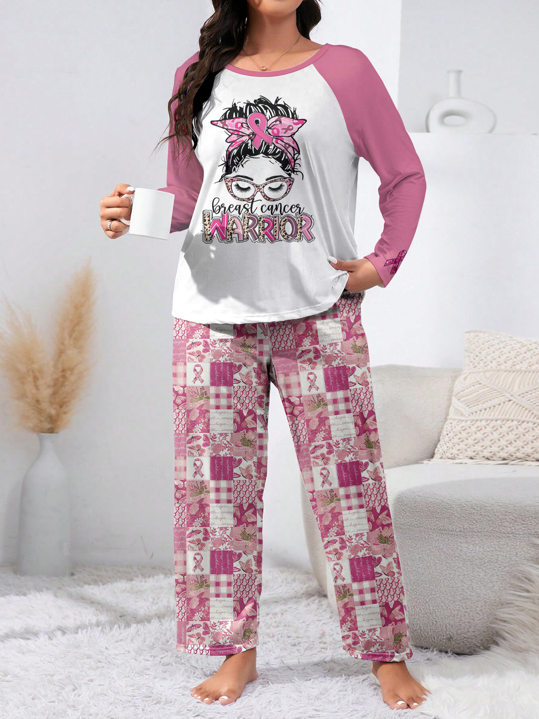 BCAM Raglan Lounge Pajamas Breast Cancer Warrior