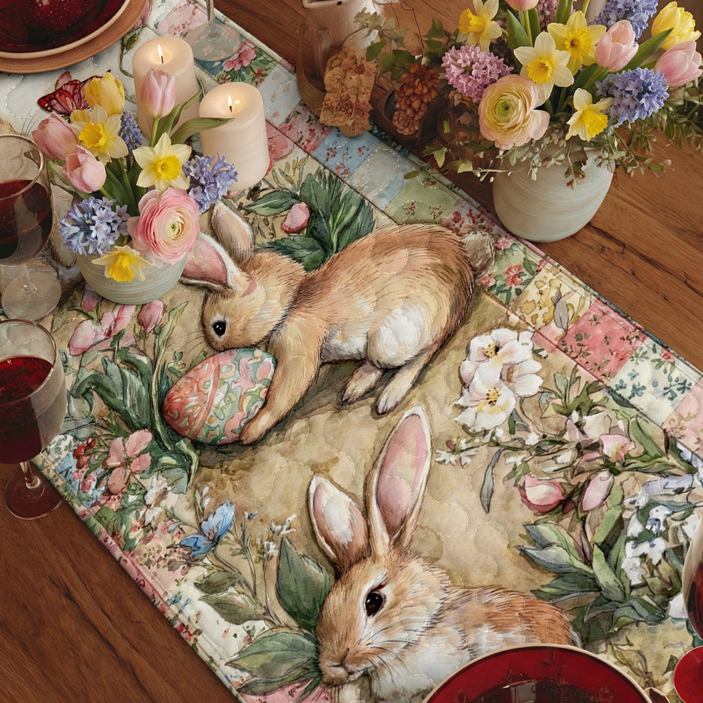 Easter Quilted Table Runner Butterfly Kisses And Bunny Wishes