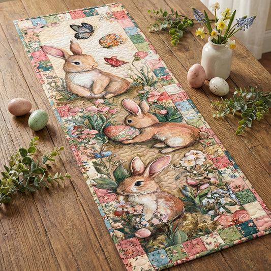 Easter Quilted Table Runner Butterfly Kisses And Bunny Wishes