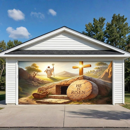 Christian Easter Garage Door Banner Decoration - The Risen King