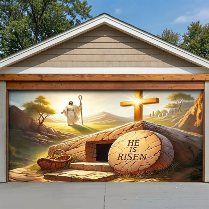 Christian Easter Garage Door Banner Decoration - The Risen King