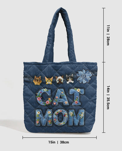 Cat Lover 2D Print Quilted Tote Bag Cat Mom