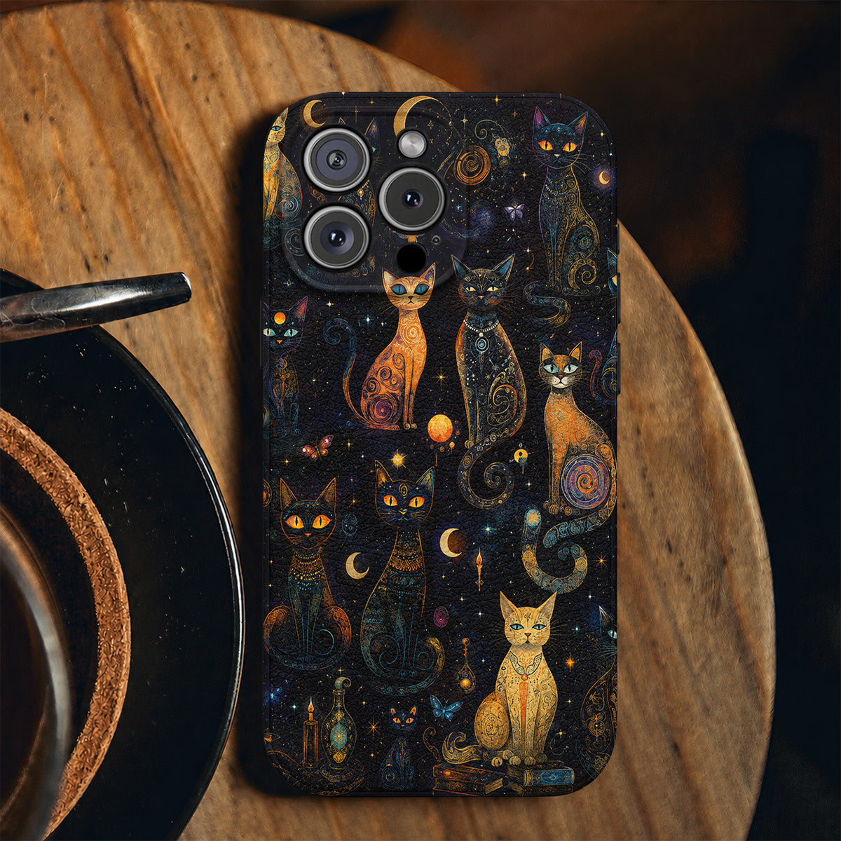 Cat Leather Phone Case Celestial Catspell