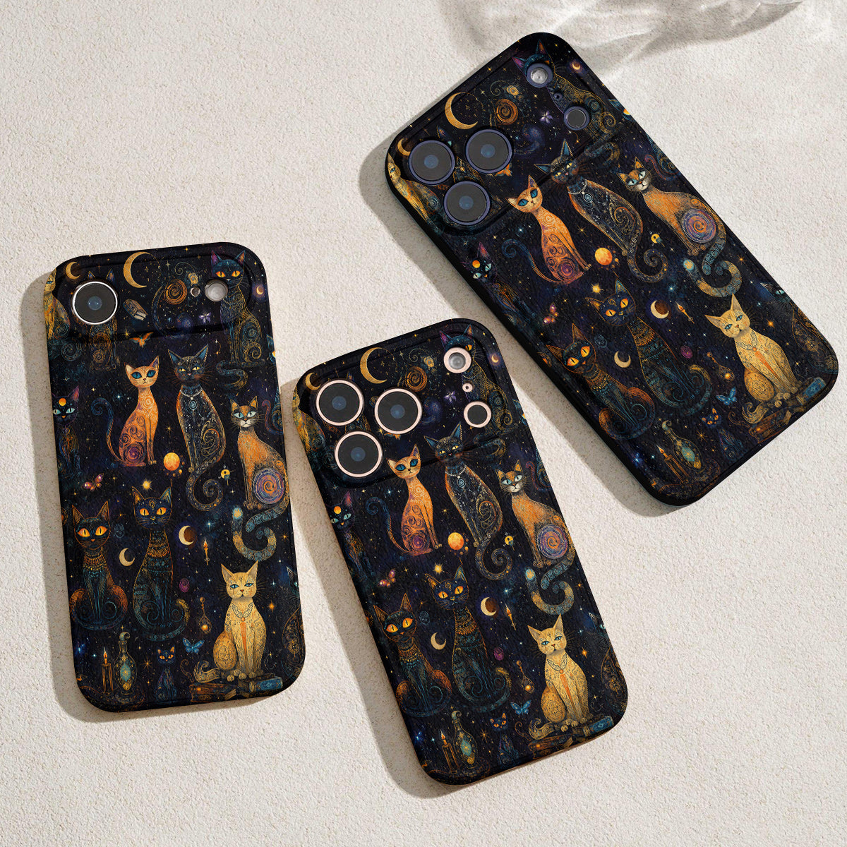 Cat Leather Phone Case Celestial Catspell