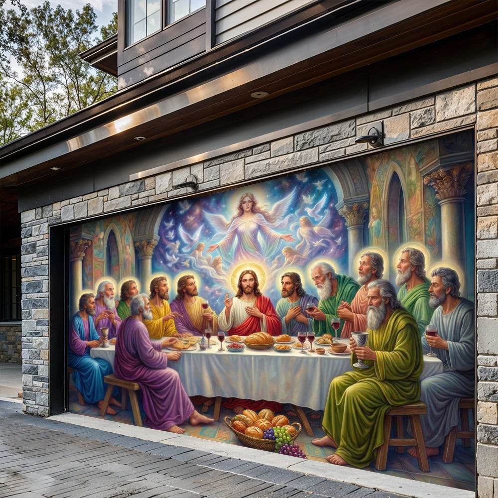 God Garage Door Banner Decoration - Celestial The Last Supper