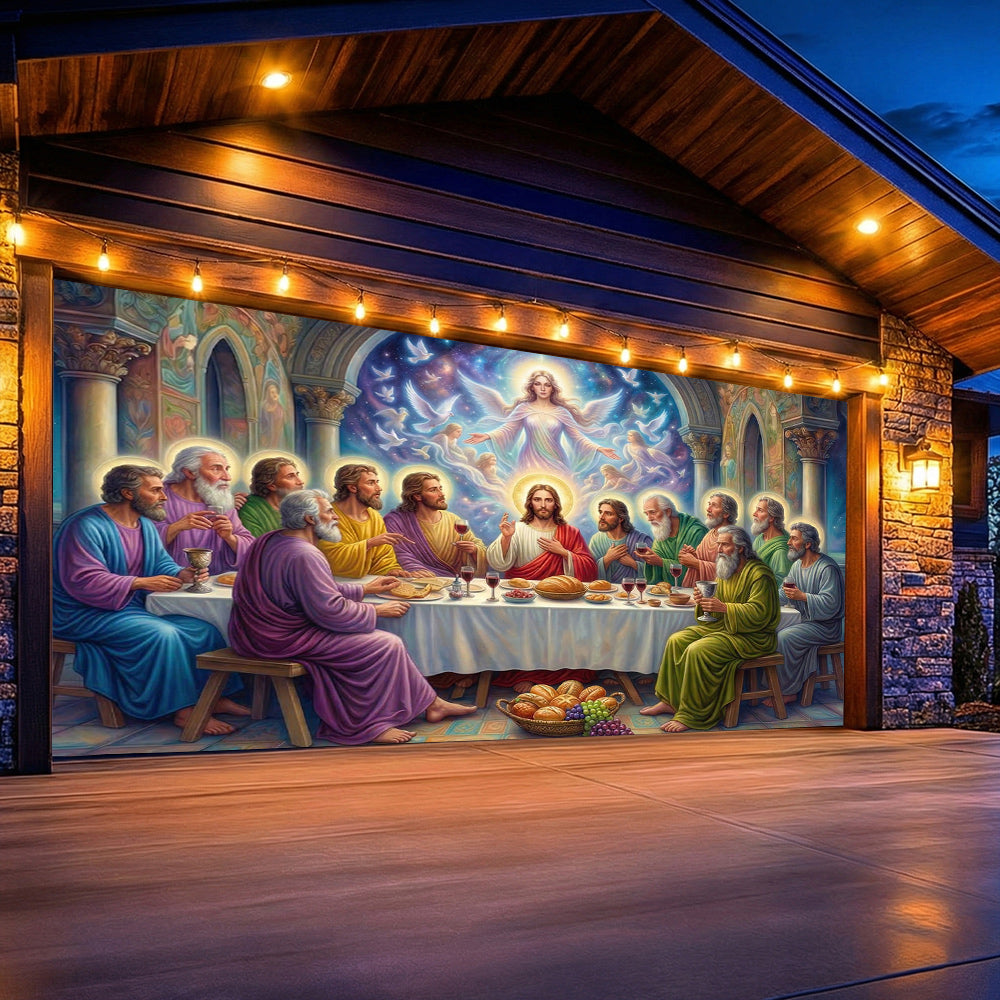 God Garage Door Banner Decoration - Celestial The Last Supper
