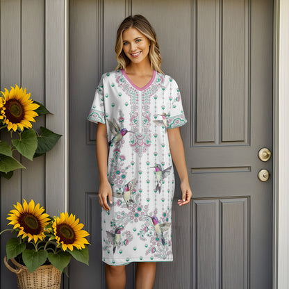 Hummingbird V-neck Nightshirt Charming Flutter